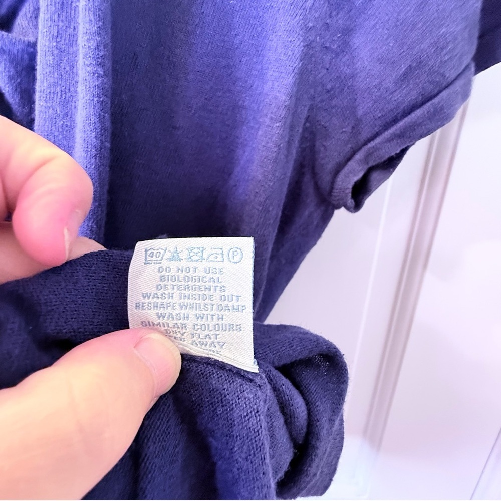 Boden Blue Tie Front Relaxed Linen Blend Sweater - Picture 5 of 10